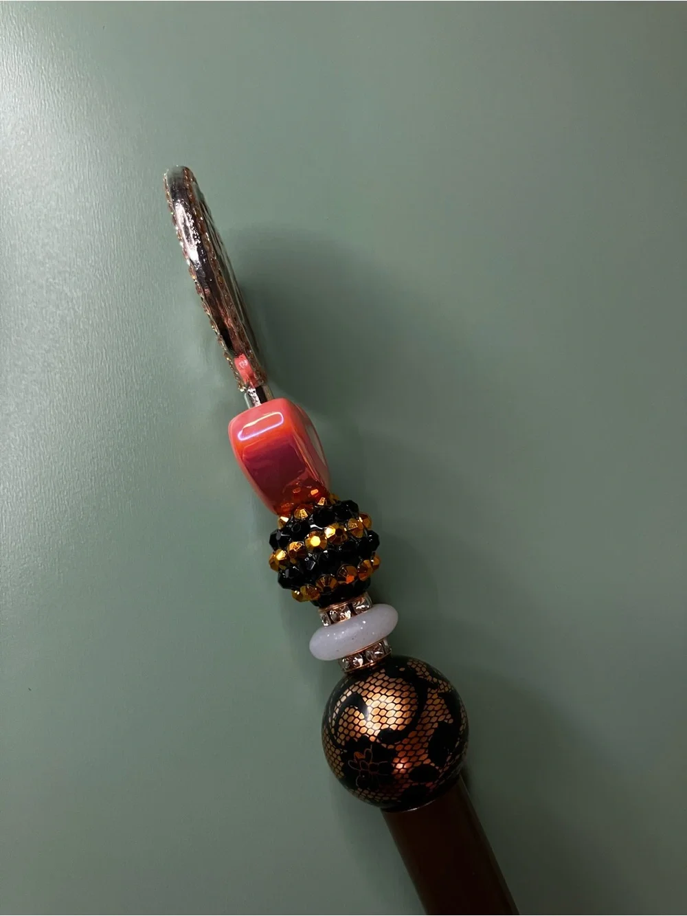 Libra Zodiac Medallion Brown Handmade Beaded Pen